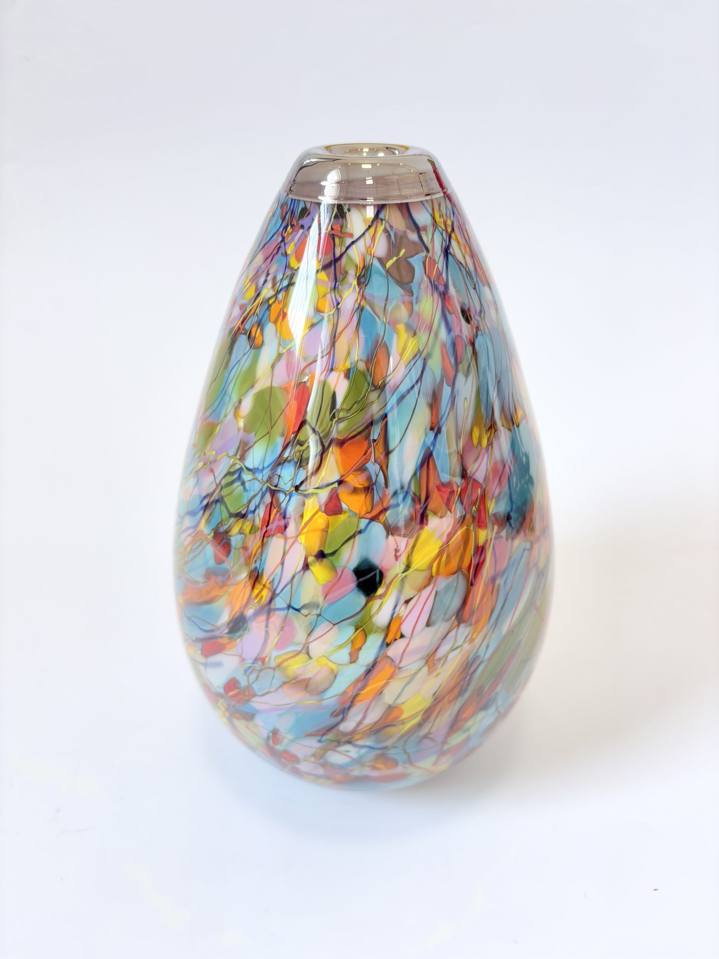 Handblown Glass Teardrop Statement Vase - Water Lily #1