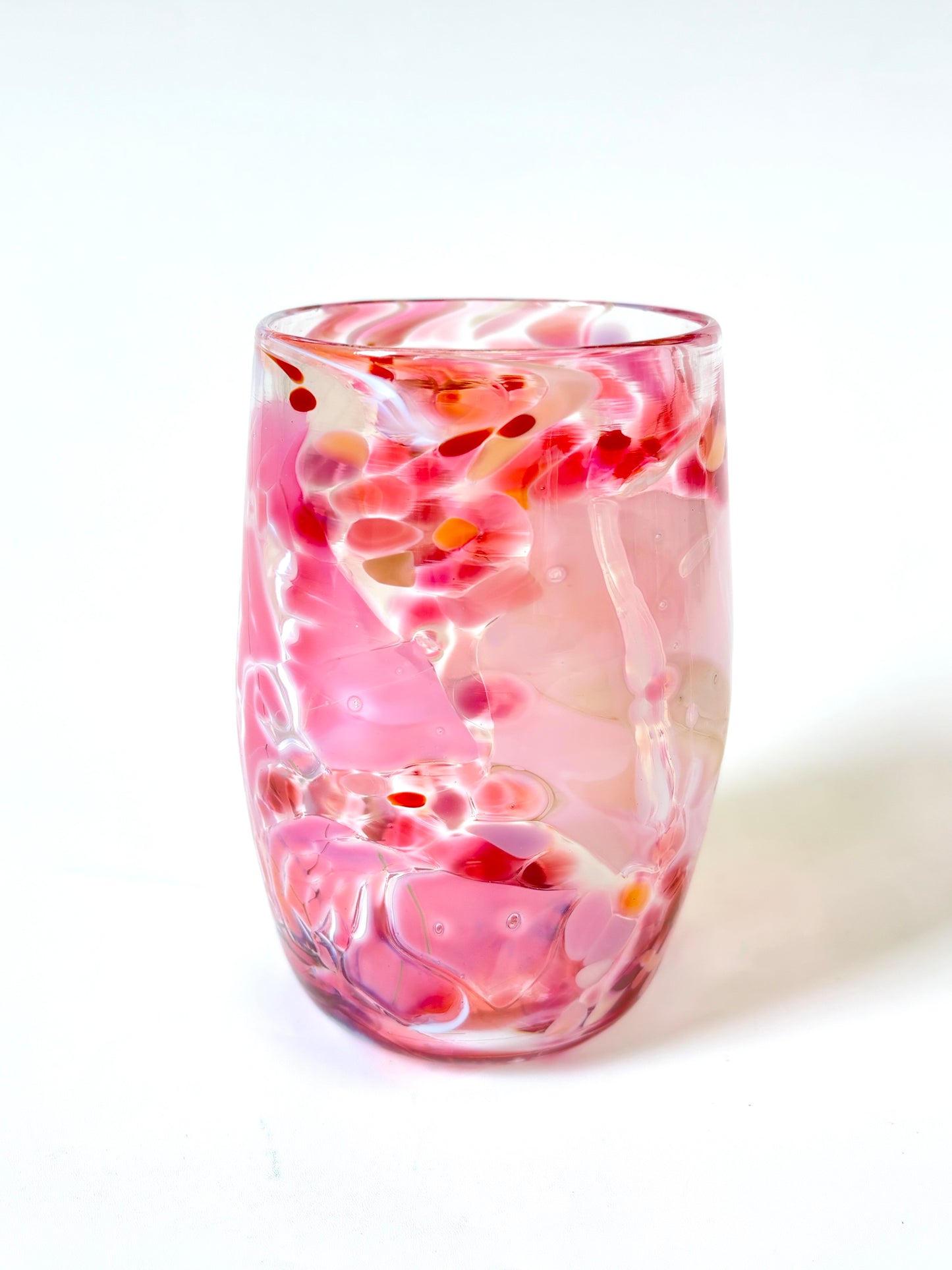 Handblown Glass Tumbler - Pink Shard