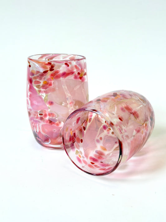 Handblown Glass Tumbler - Pink Shard