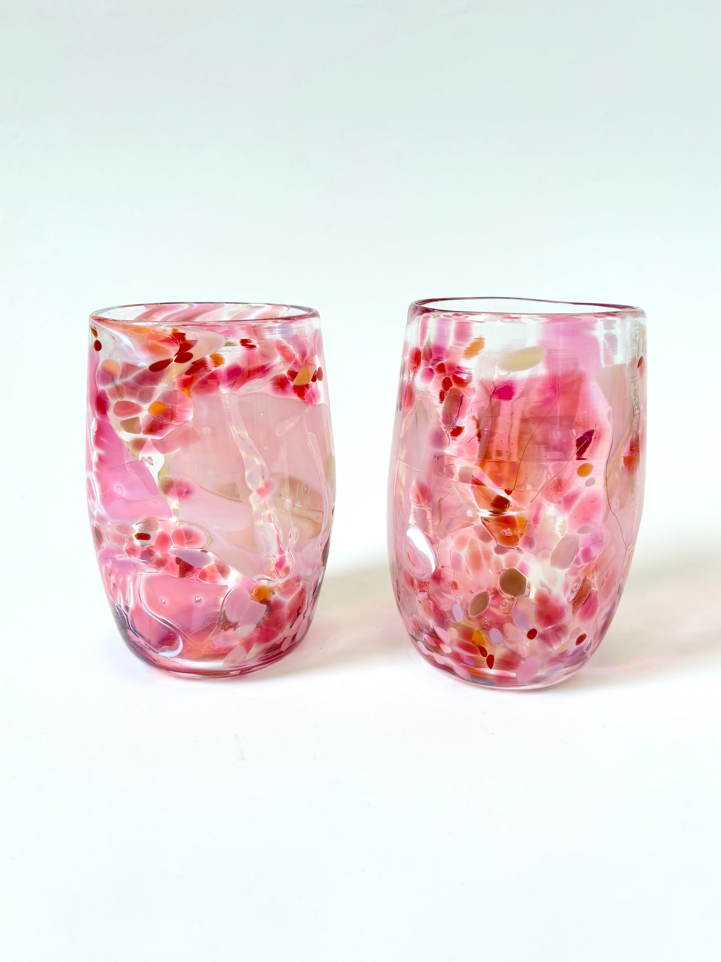 Handblown Glass Tumbler - Pink Shard