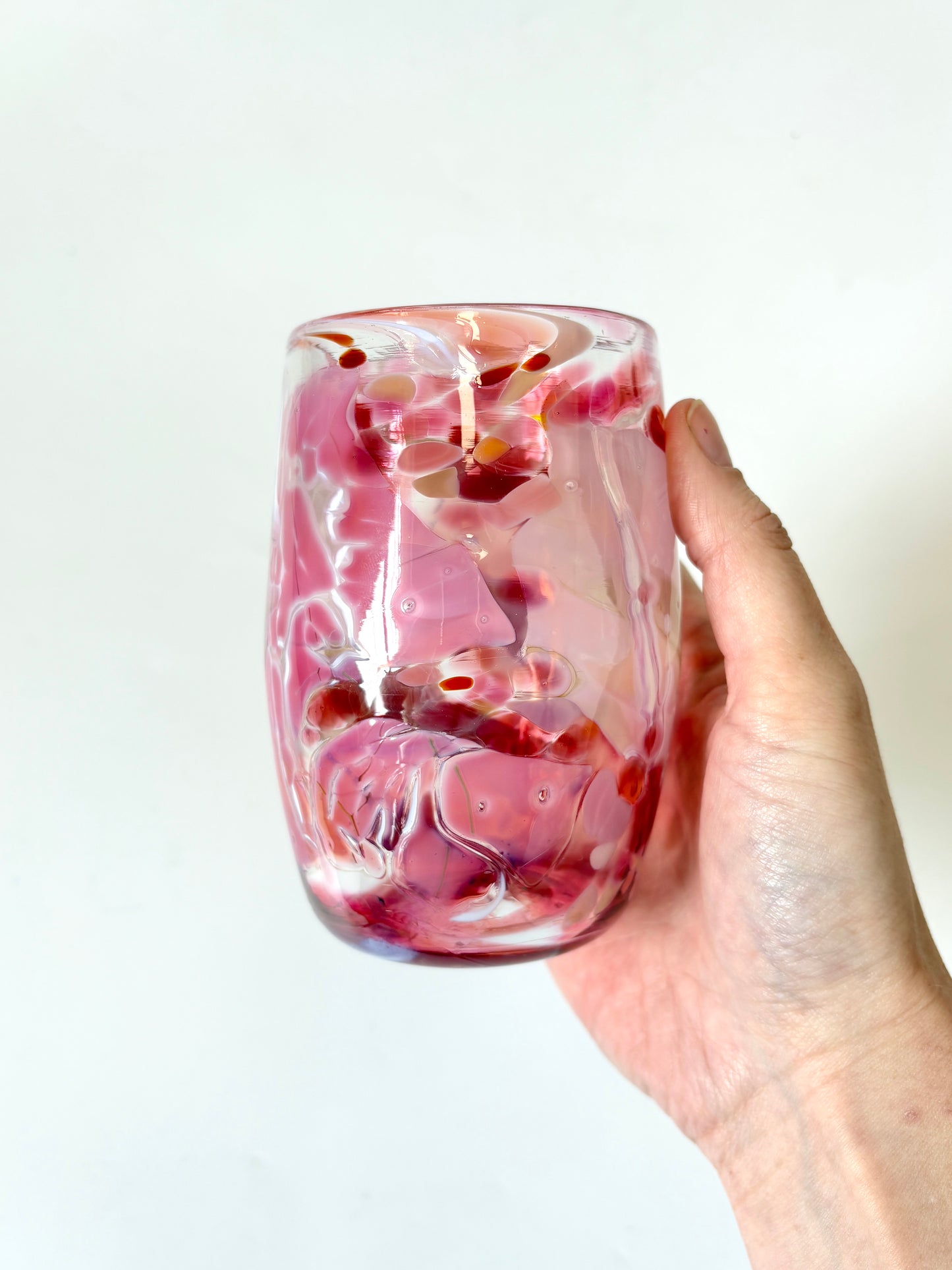 Handblown Glass Tumbler - Pink Shard