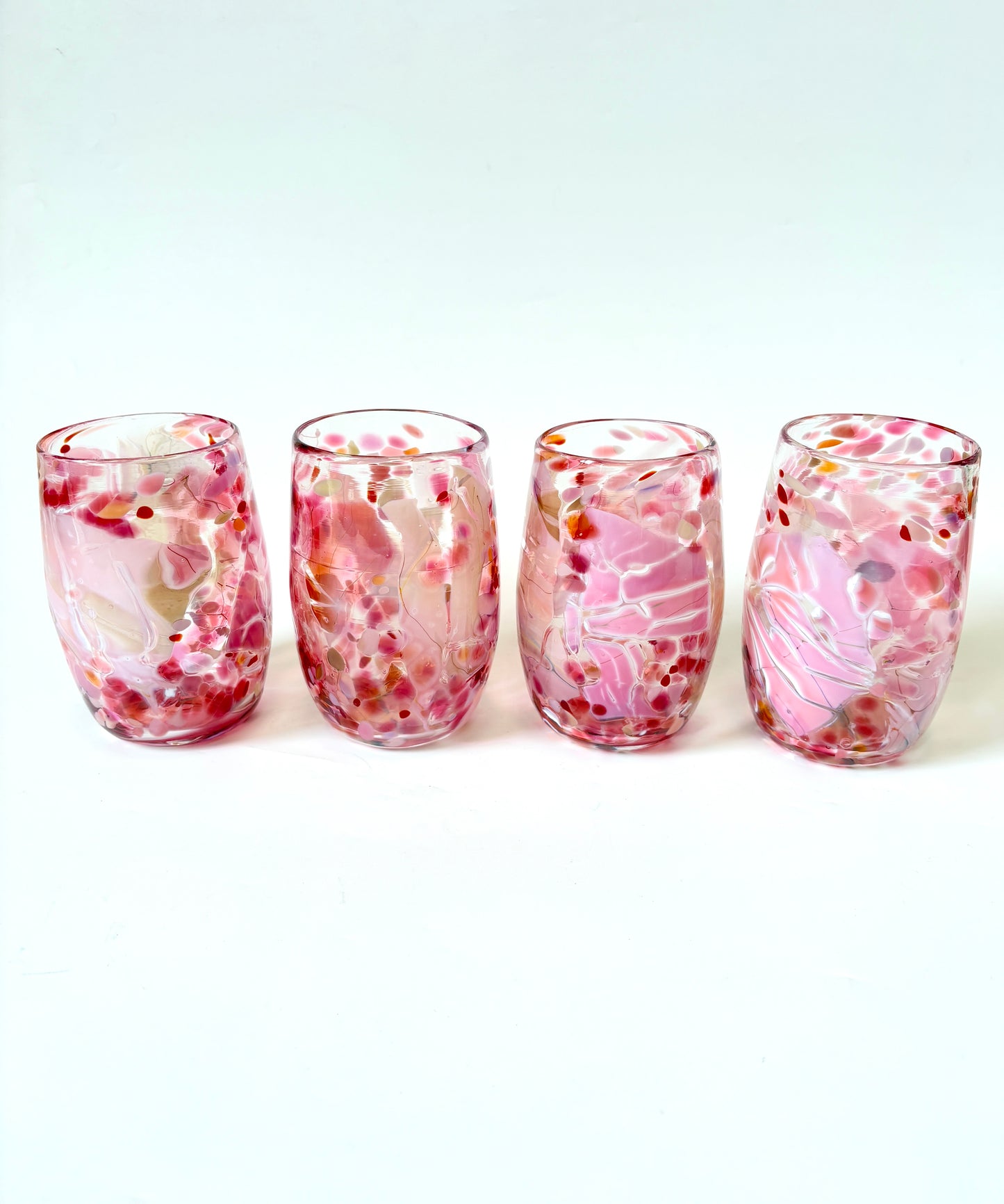 Handblown Glass Tumbler - Pink Shard