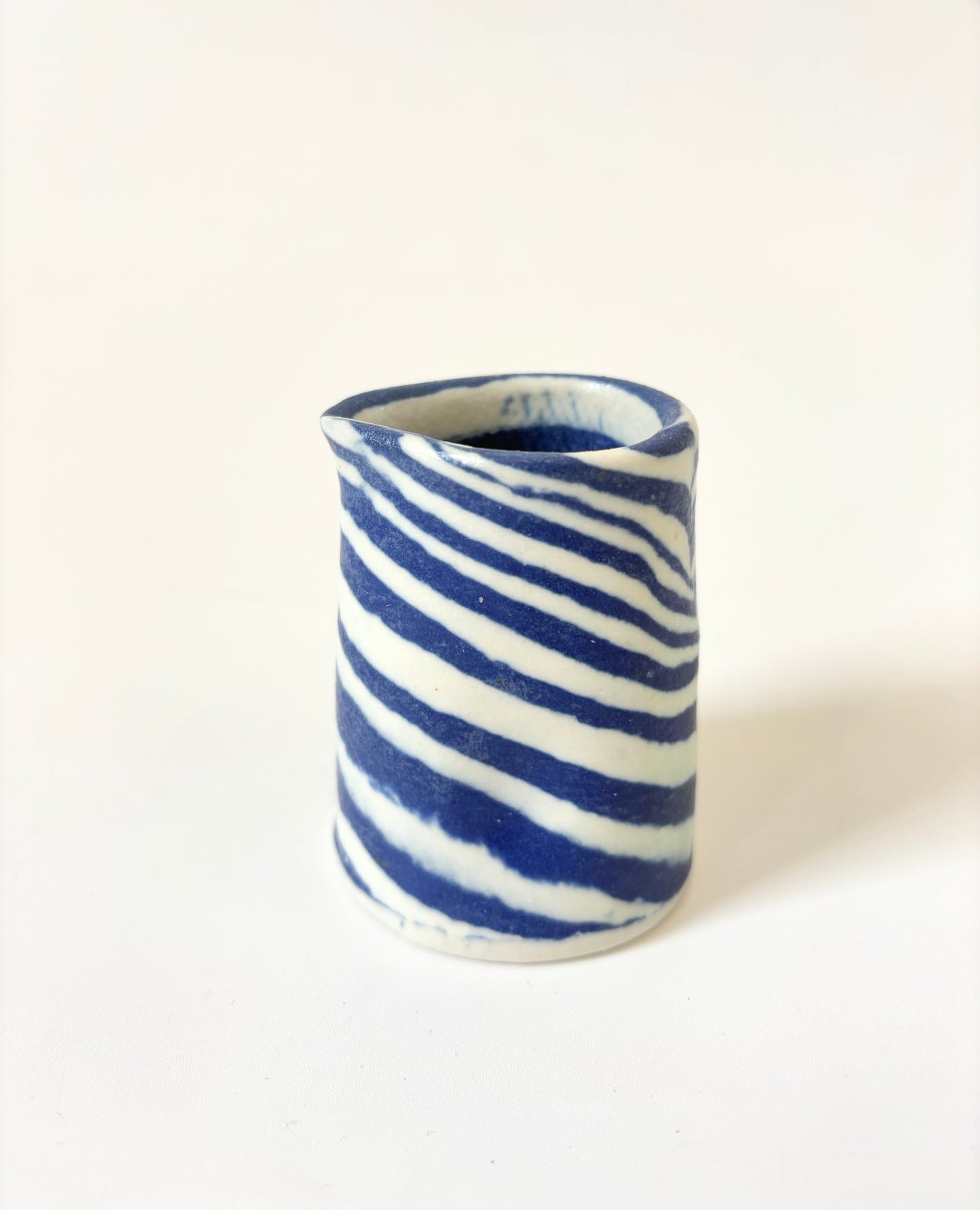 Small Pourer - Ceramic Nerikomi Dark Blue Stripe