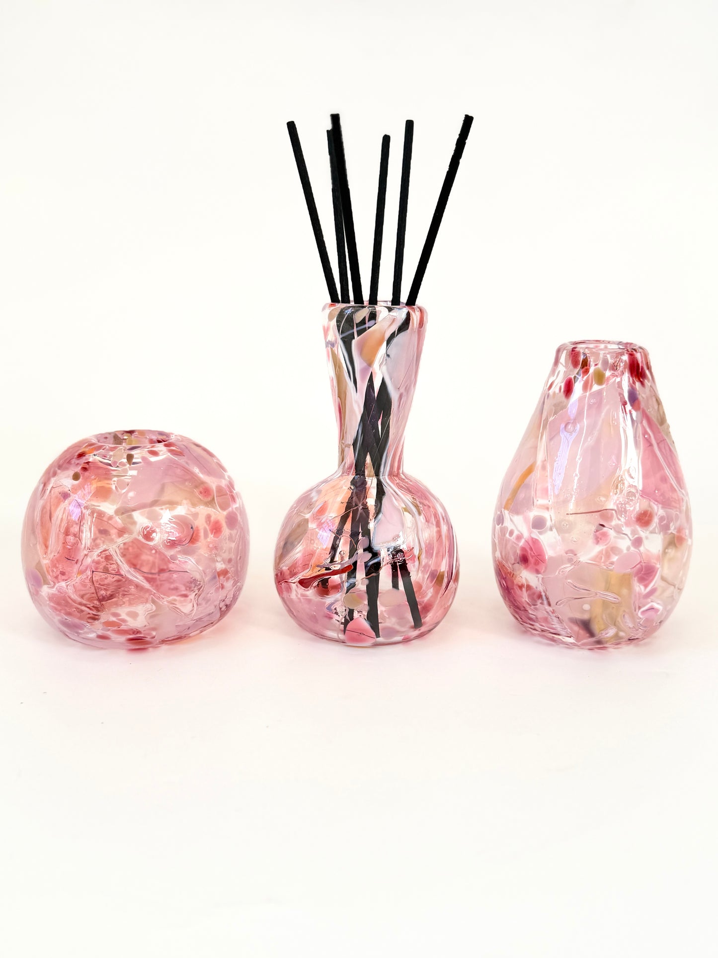 Handblown Glass Diffuser Vase - Pink Shard