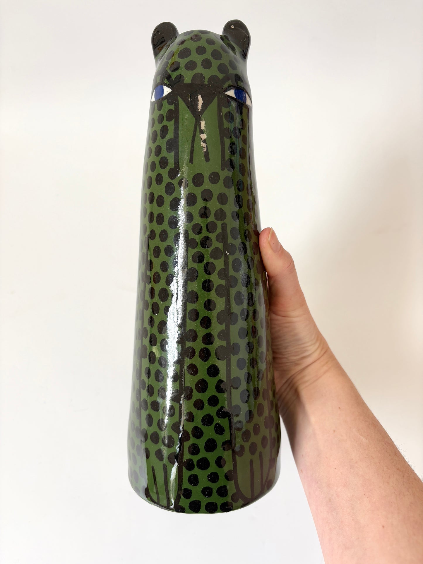 Dark Green Cheetah Vase by Studio Soph - Tall