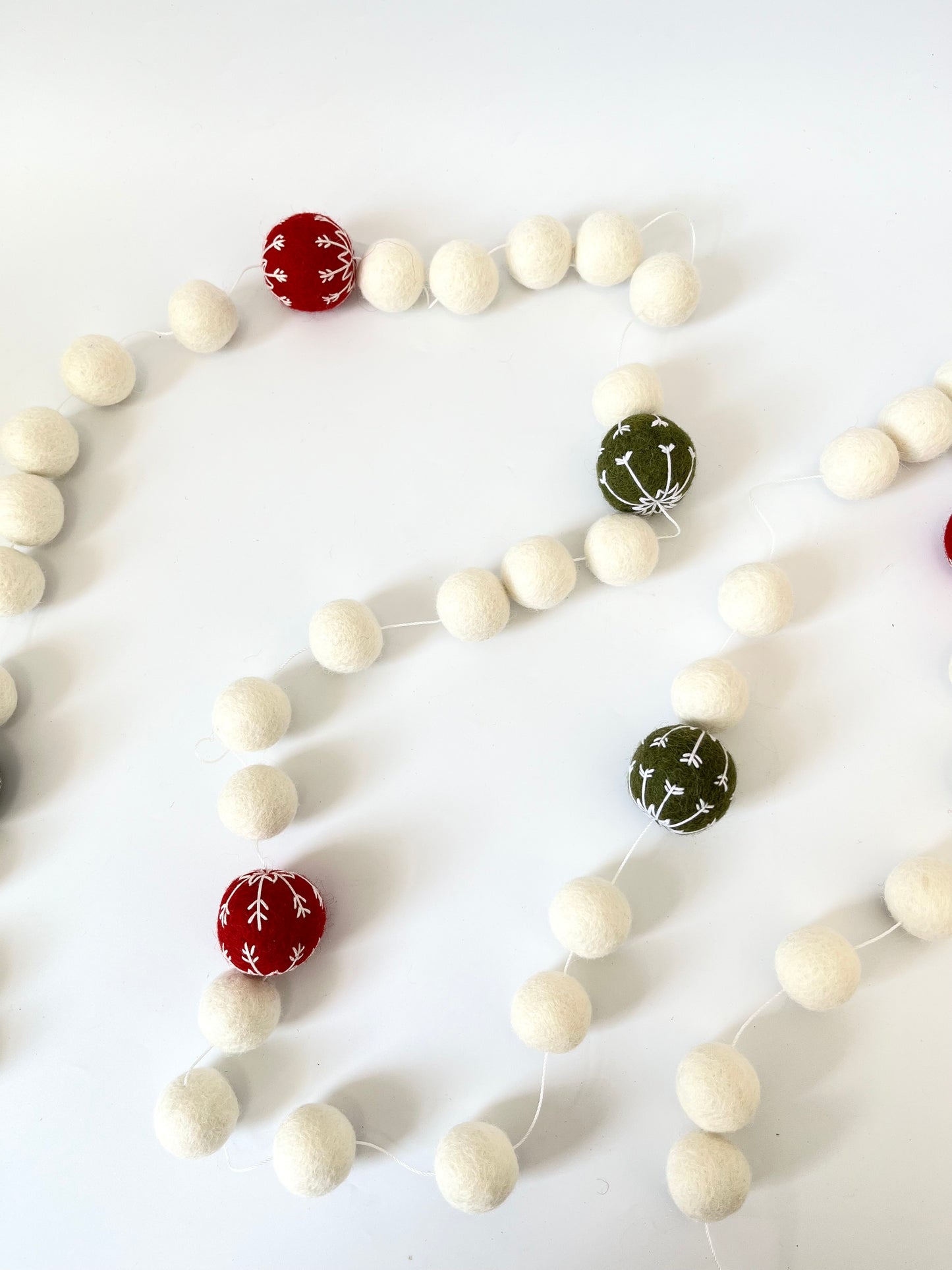 Christmas Felted Garland - Embroidered