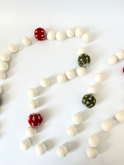 Christmas Felted Garland - Embroidered