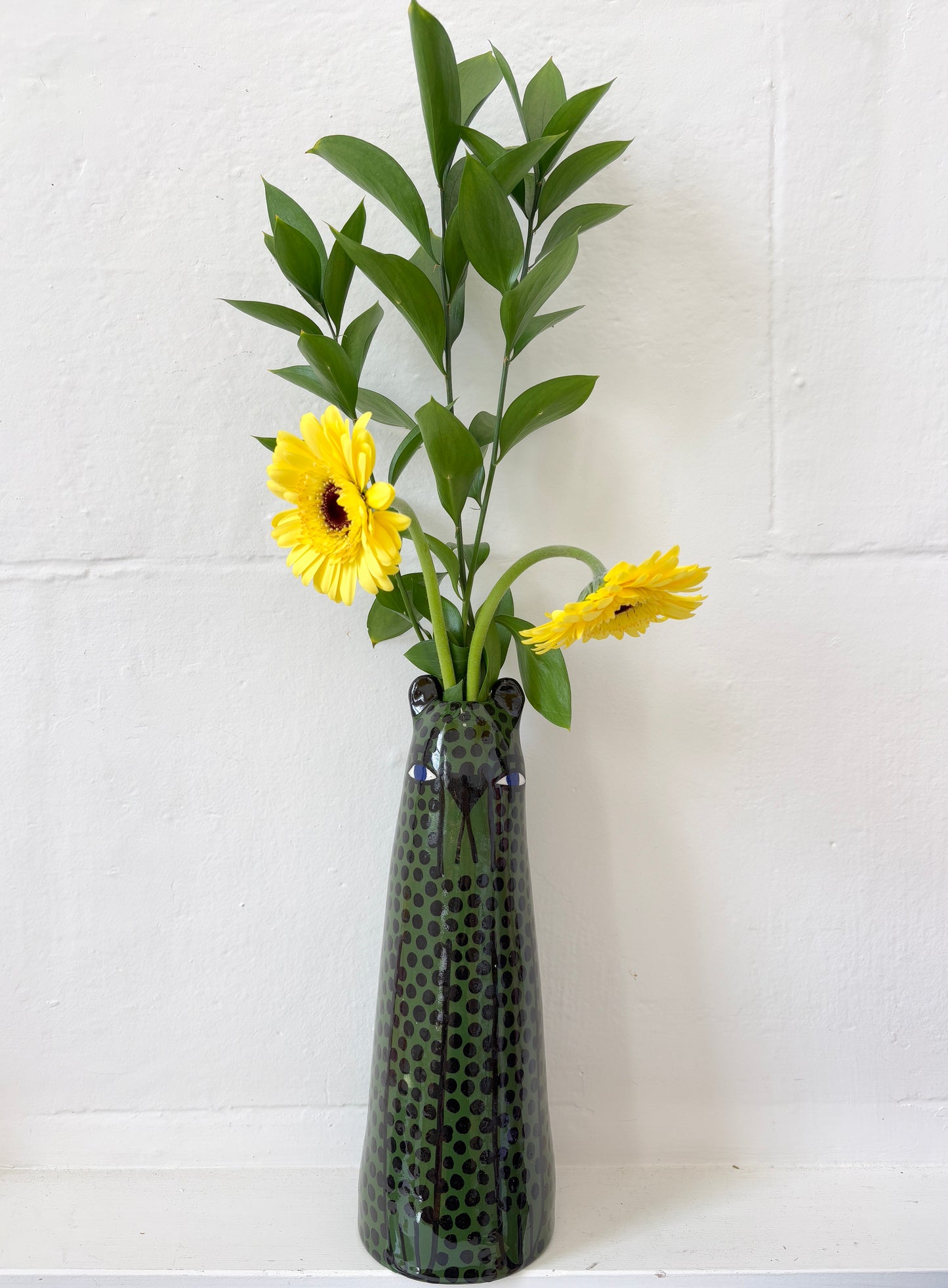 Dark Green Cheetah Vase by Studio Soph - Tall
