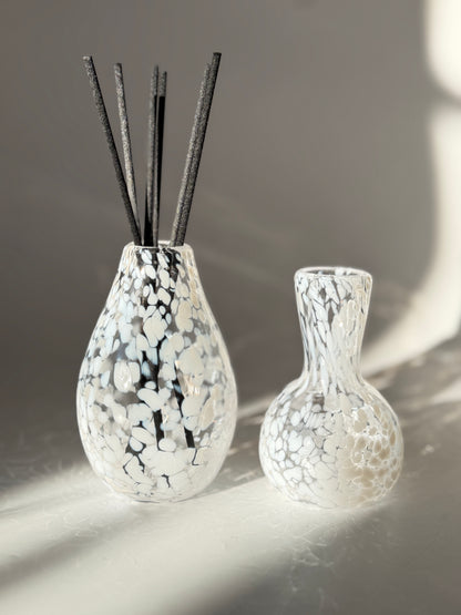 Handblown Glass Diffuser Vase - Speckled white