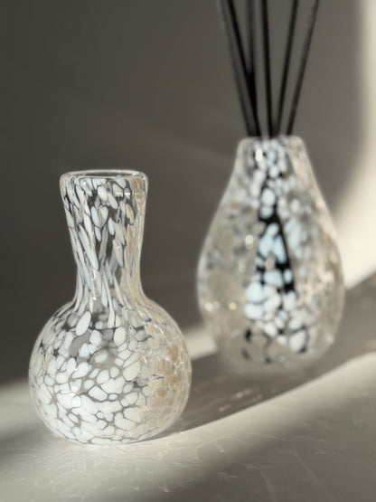 Handblown Glass Diffuser Vase - Speckled white