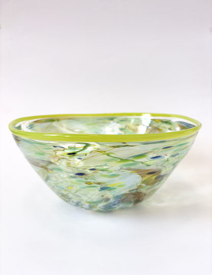 Large Shard Handblown Glass Bowl in Green