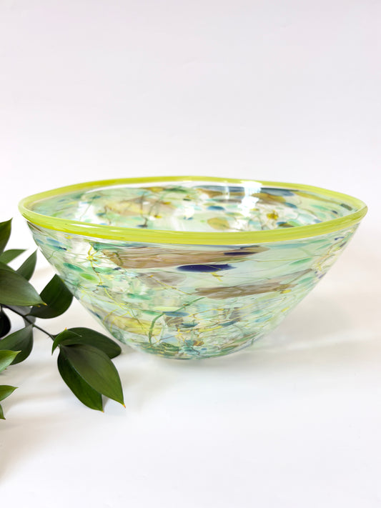 Large Shard Handblown Glass Bowl in Green