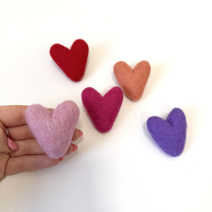 Heart Shaped Felted Wool Brooch - choose colour