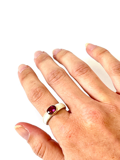 Rhodolite Garnet in Rose Gold & Textured Sterling Silver Ring (CI-0114)