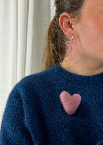 Heart Shaped Felted Wool Brooch - choose colour