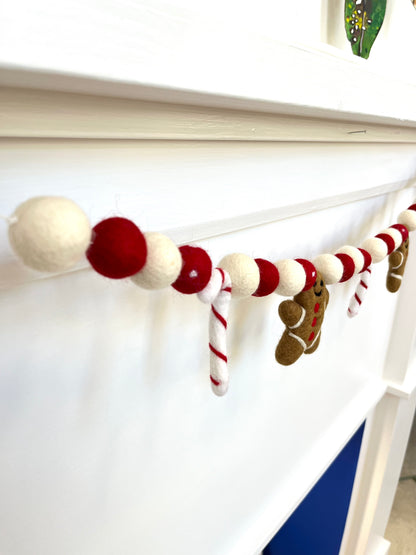 Christmas Felted Garland - Gingerbread Men