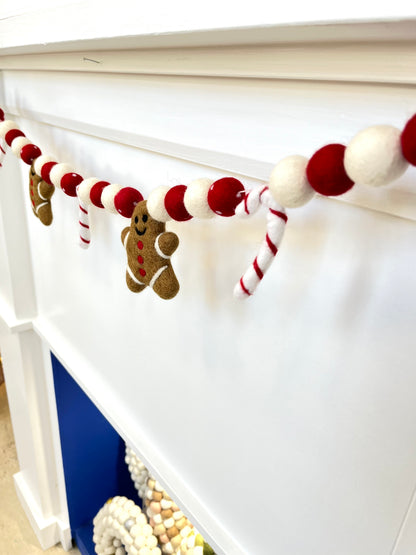 Christmas Felted Garland - Gingerbread Men