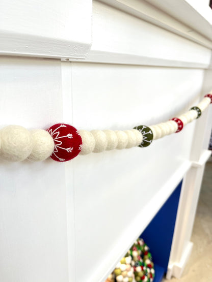 Christmas Felted Garland - Embroidered