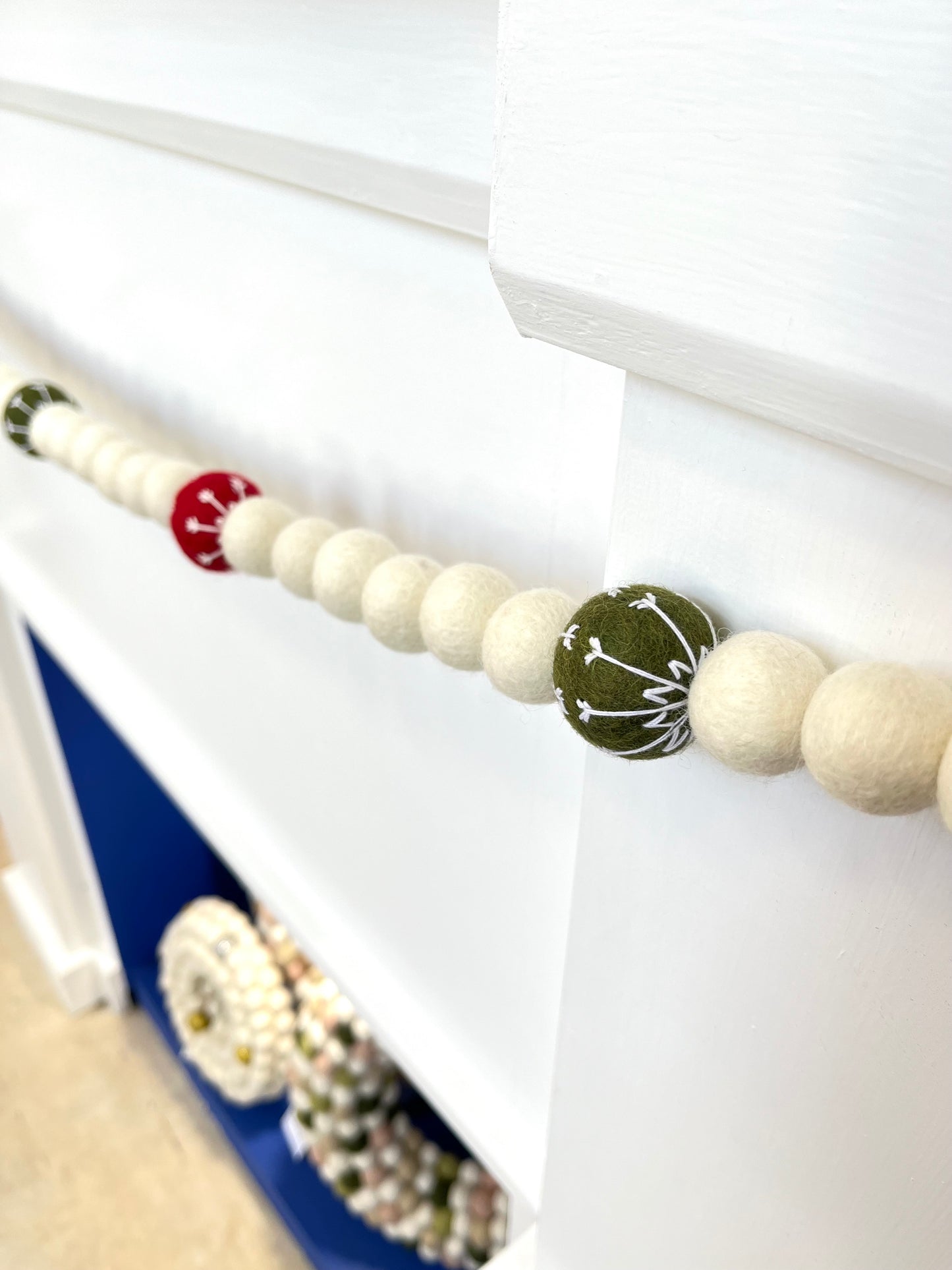 Christmas Felted Garland - Embroidered