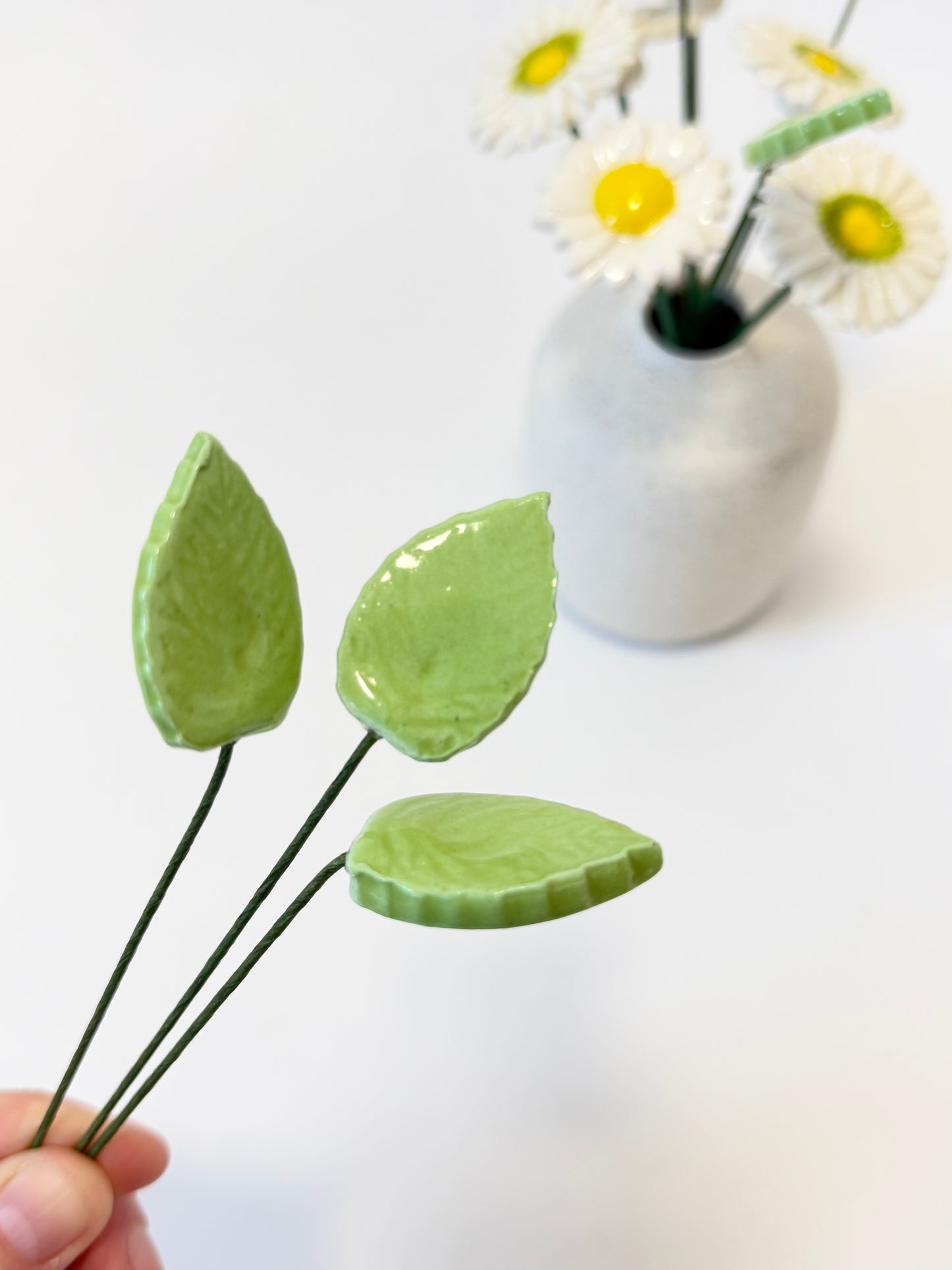 Green Ceramic Leaves - for bud vase