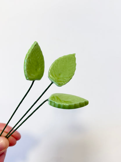 Green Ceramic Leaves - for bud vase