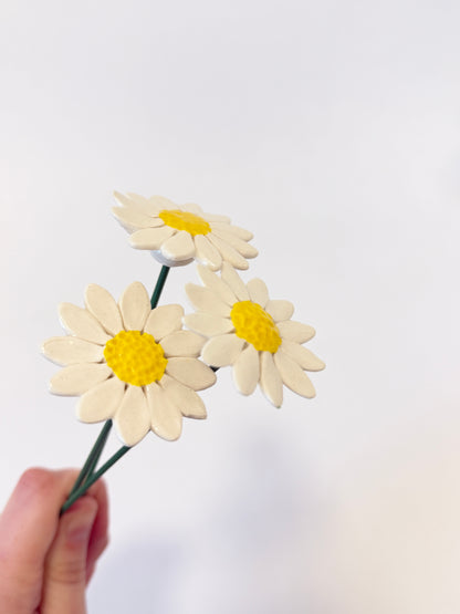 Pointed Petal Daisy – White Ceramic Flower - for bud vase