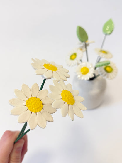 Pointed Petal Daisy – White Ceramic Flower - for bud vase