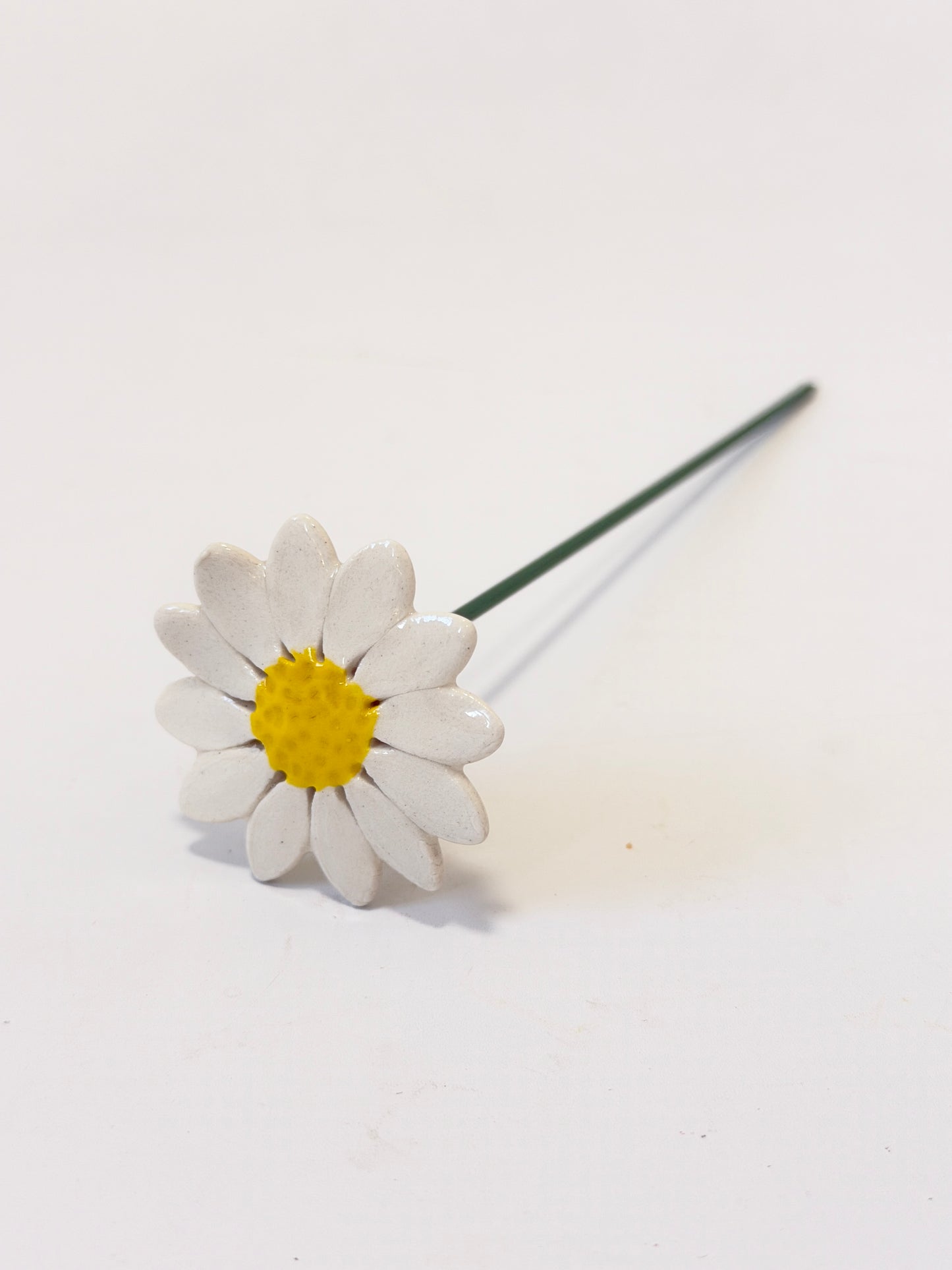 Pointed Petal Daisy – White Ceramic Flower - for bud vase