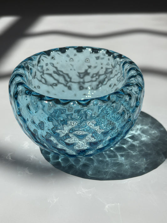 Textured Handblown Glass Mini "Fulvio" Bowl - Copper Blue