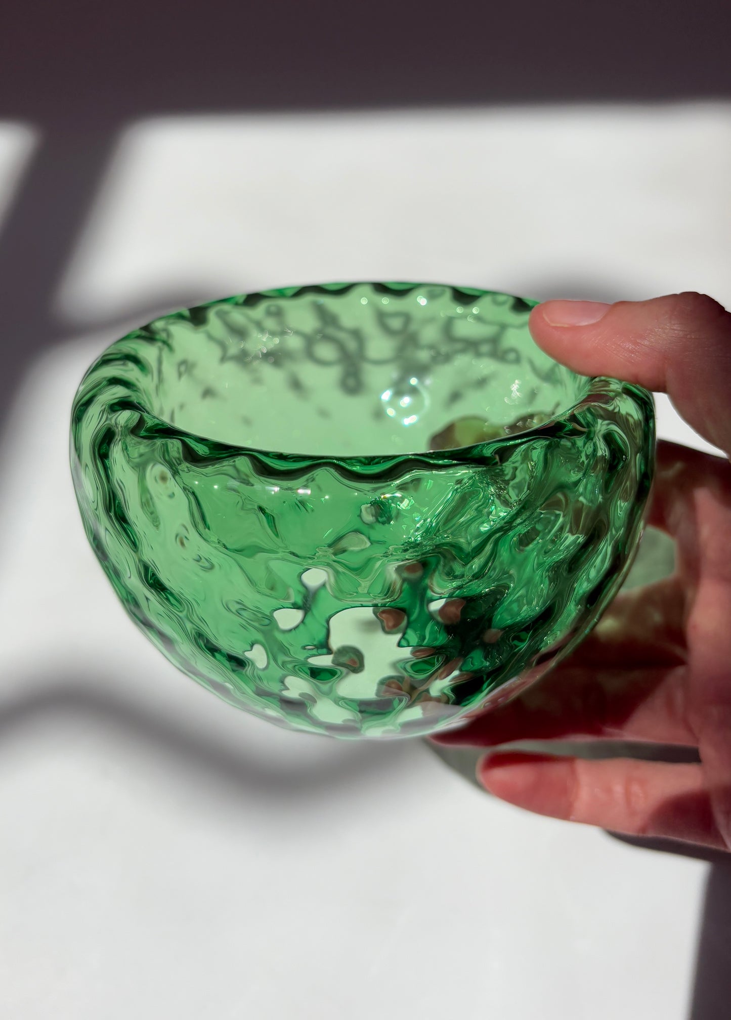 “Textured Handblown Glass Mini "Fulvio" Bowl - Spring Green