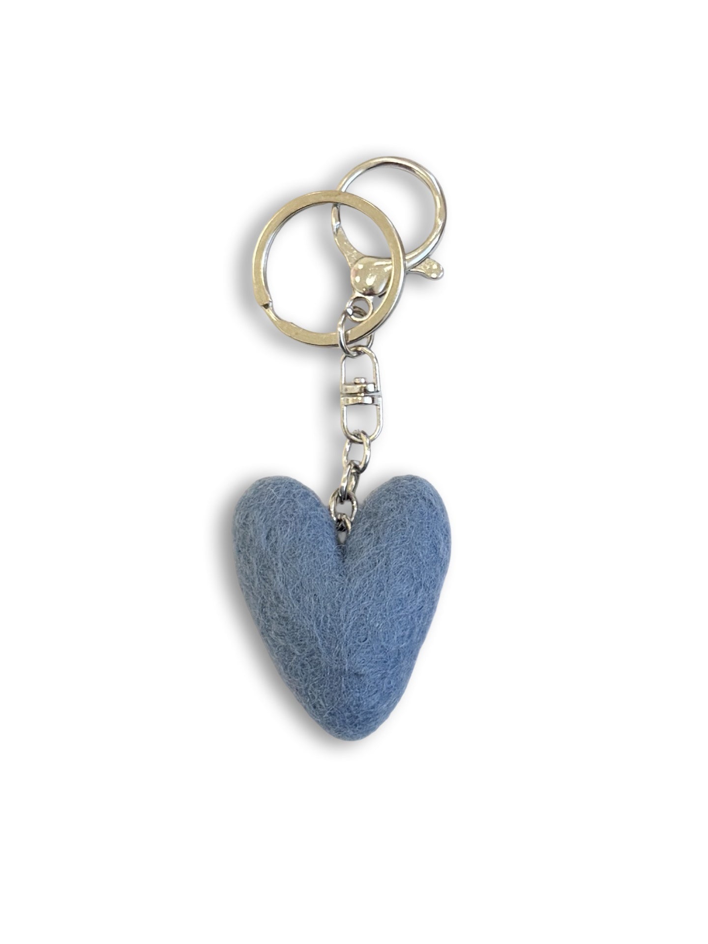 Blue Heart Felted Wool Keyring/Clip