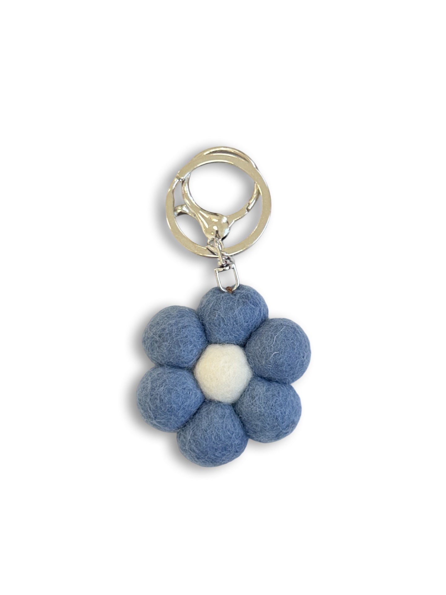 Blue Daisy Felted Wool Keyring/Clip