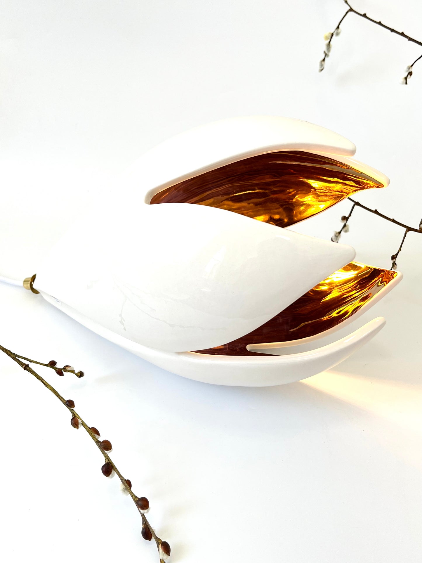 Drop Light - White with Copper Lustre