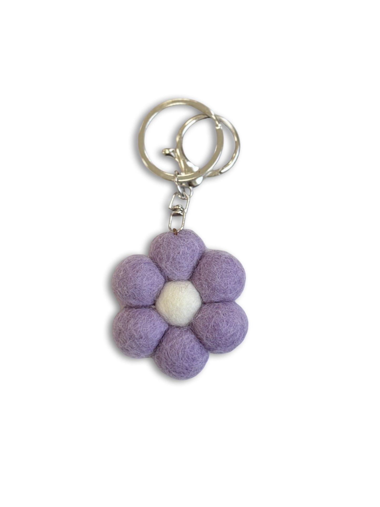 Purple Daisy Felted Wool Keyring/Clip