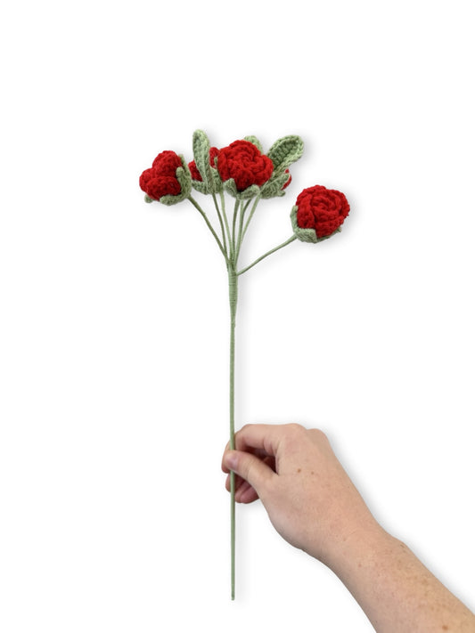 Crochet Spray Roses - Red