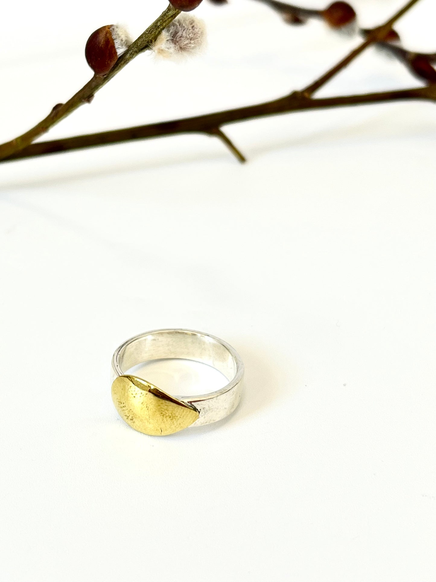 Sterling Silver & Brass Teardrop Ring