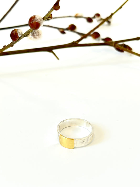 Sterling Silver & Brass Rectangle Ring