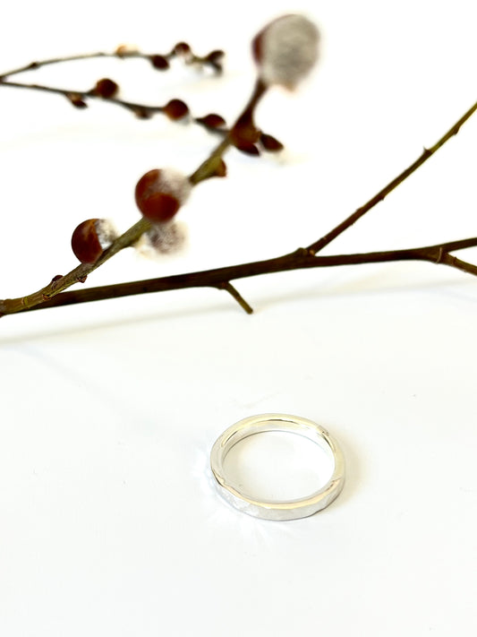 Sterling Silver Textured Ring, Narrow Band, 2.5x2mm