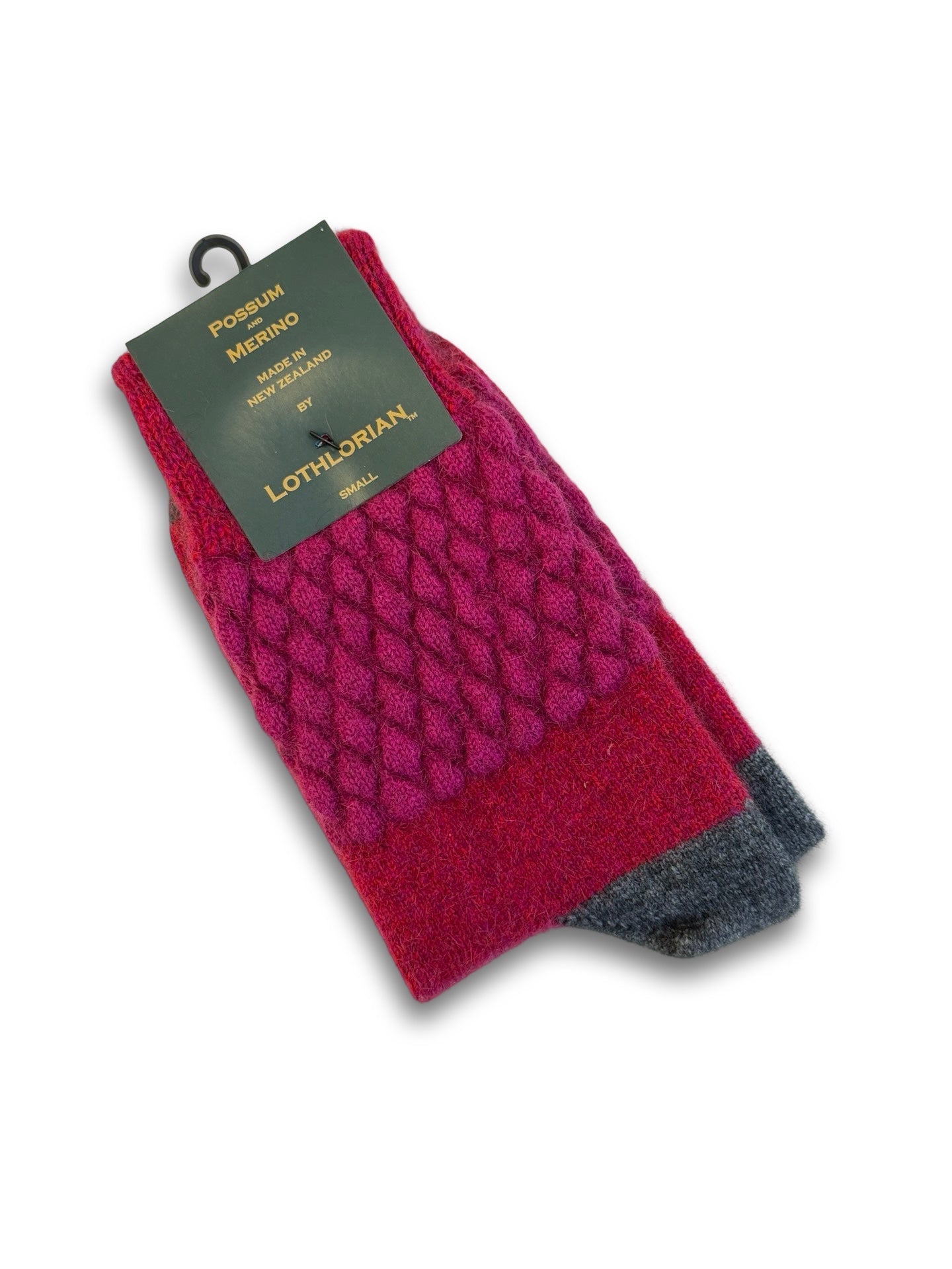 Gecko Possum Merino Socks - Raspberry