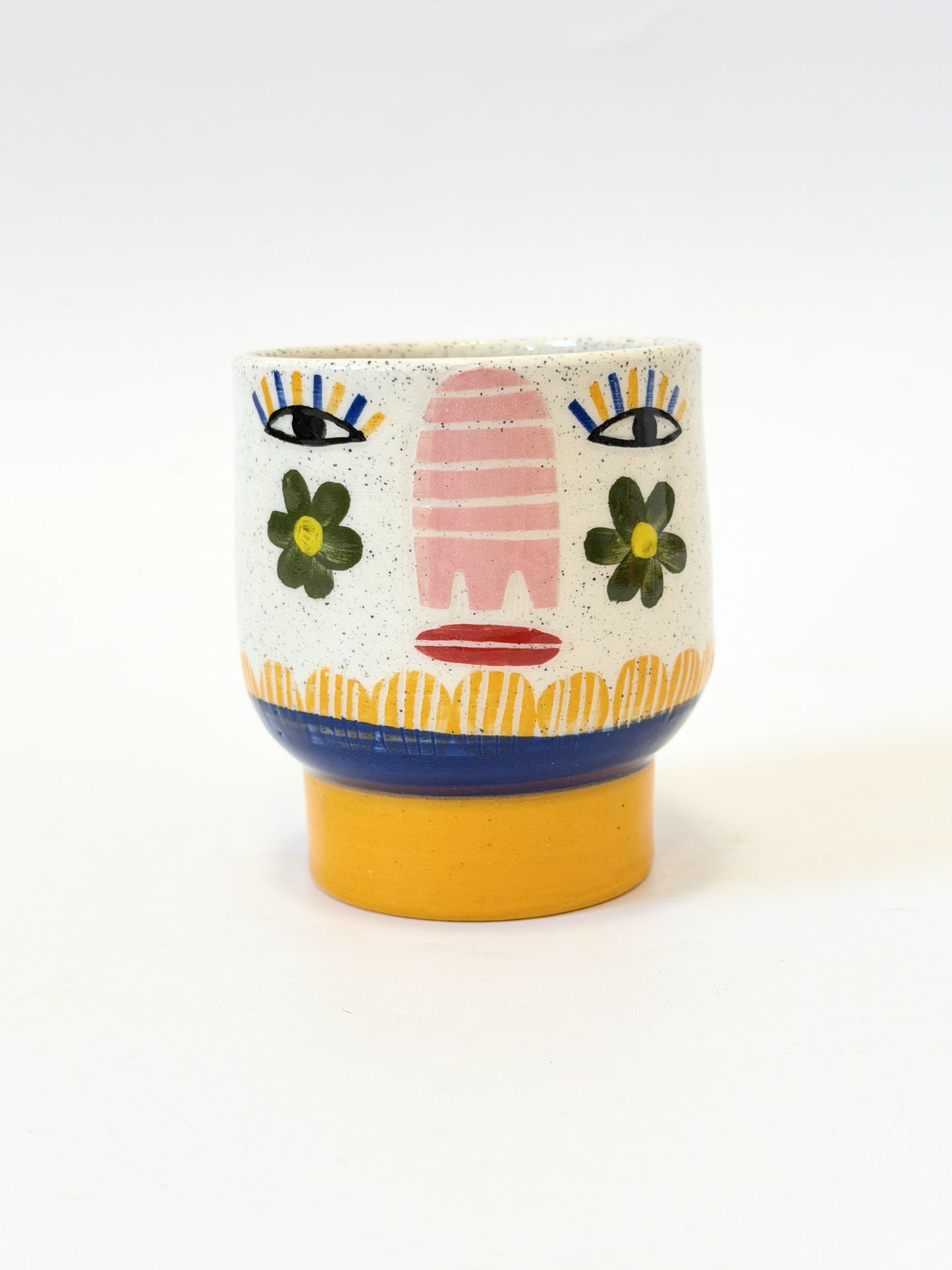 Ceramic Goblet by Studio Soph - Daisy Face / Orange Base
