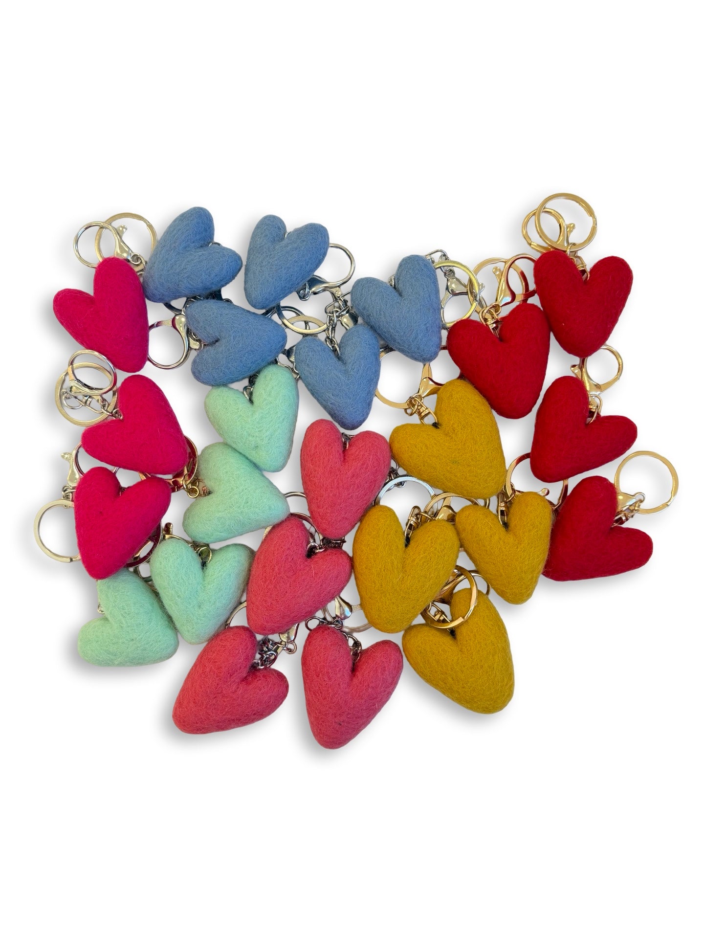 Cranberry Heart Felted Wool Keyring/Clip