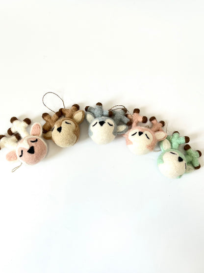 Reindeer Head Decoration - White
