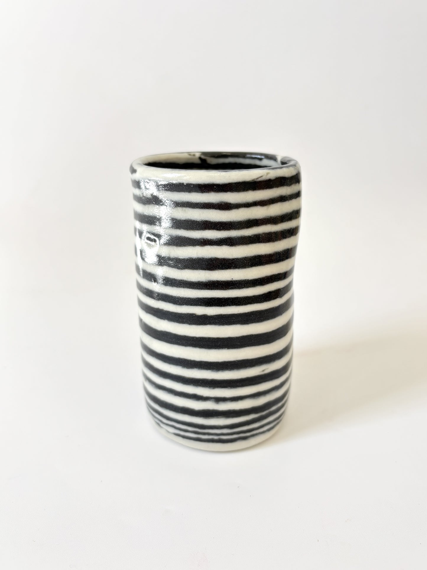 Ceramic Nerikomi Skinny Vase - Small - Black Stripe
