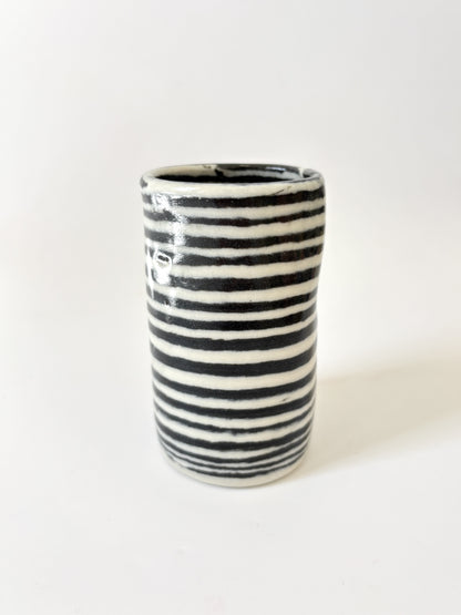 Ceramic Nerikomi Skinny Vase - Small - Black Stripe