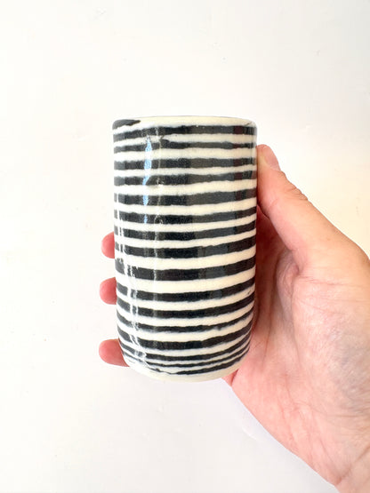 Ceramic Nerikomi Skinny Vase - Small - Black Stripe