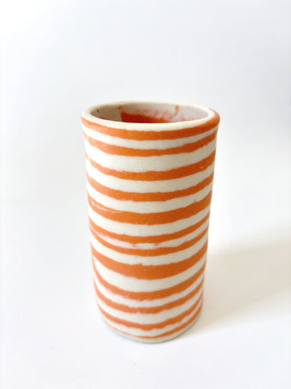 Ceramic Nerikomi Skinny Vase - Small - Orange Stripe