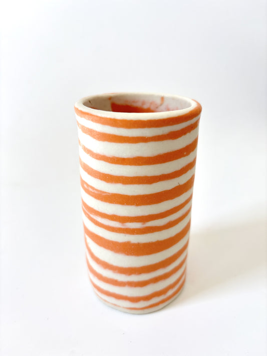 Ceramic Nerikomi Skinny Vase - Small - Orange Stripe