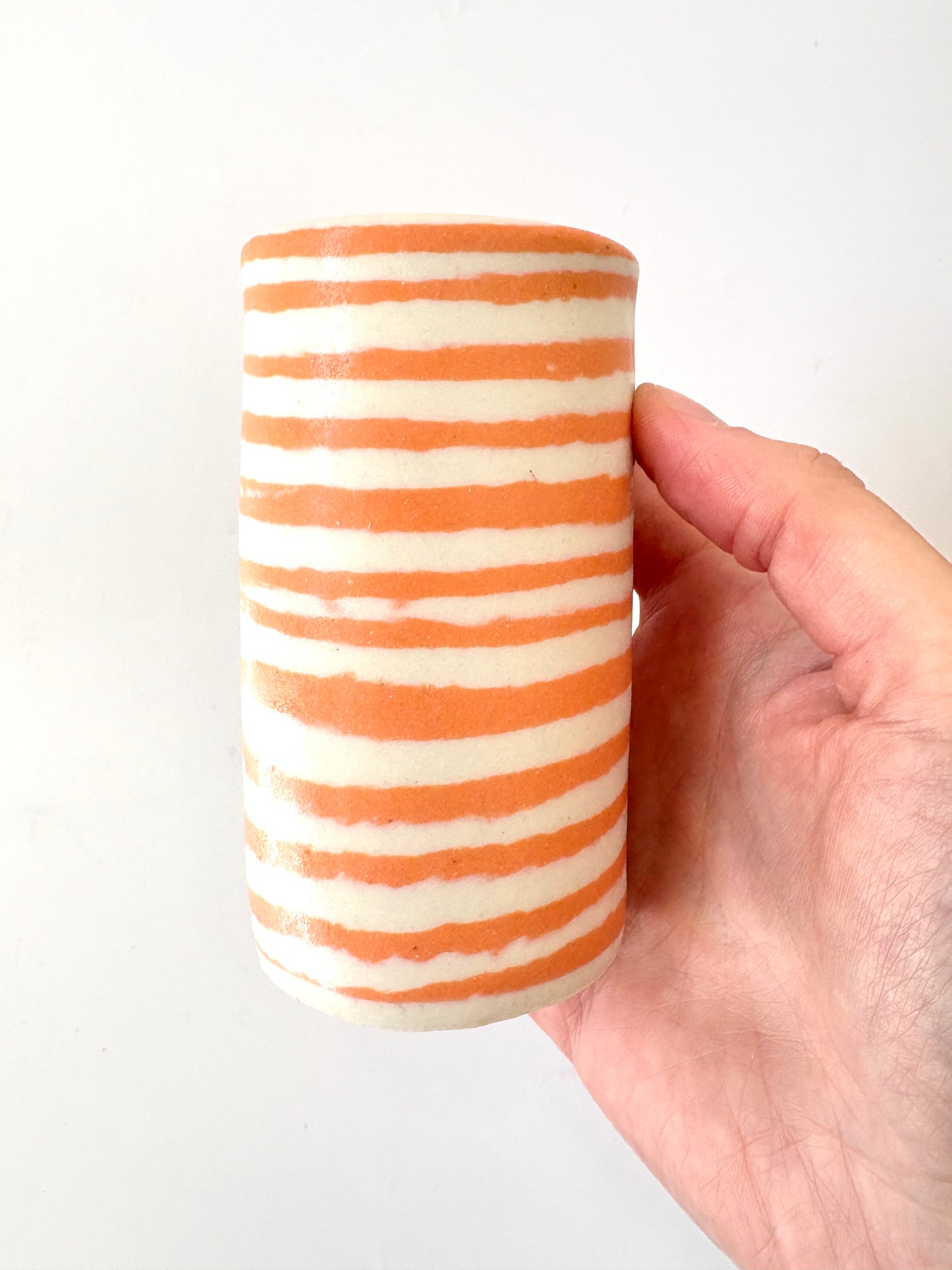 Ceramic Nerikomi Skinny Vase - Small - Orange Stripe