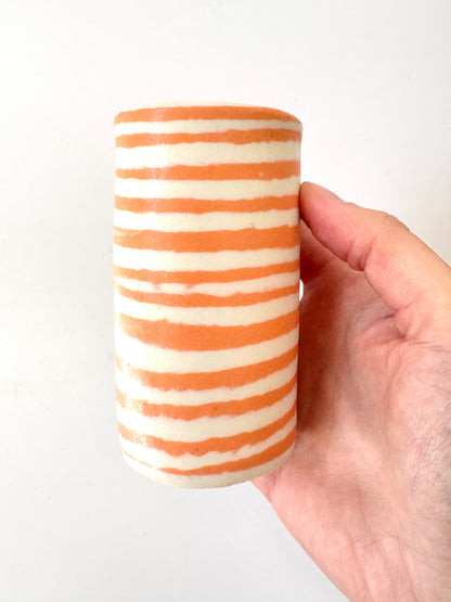 Ceramic Nerikomi Skinny Vase - Small - Orange Stripe