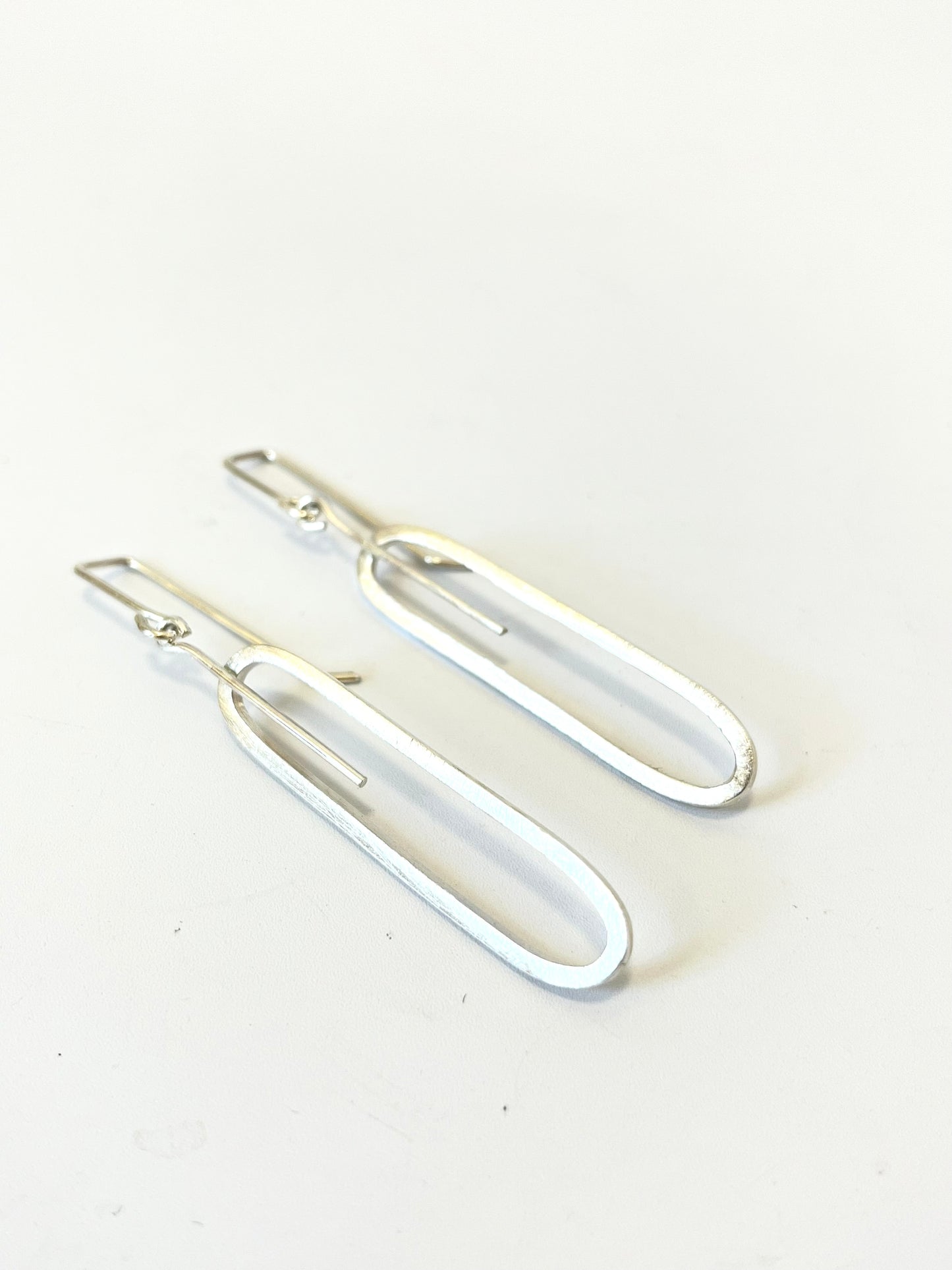 Silver Oblong Earrings with Bar